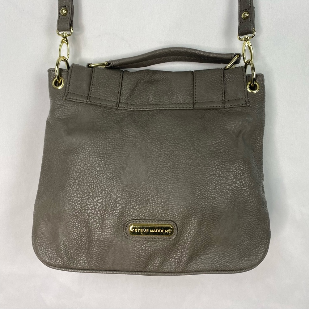 Steve Madden Faux Leather Cross Body Bag Gray Clasp Flap Adjustable Purse - Picture 5 of 10